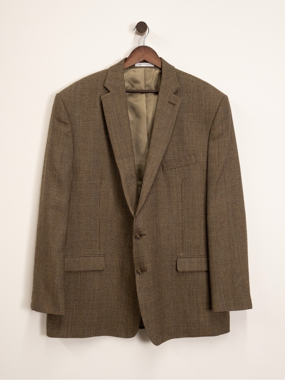 Chaps 100% Wool Brown Houndstooth Blazer — 48L